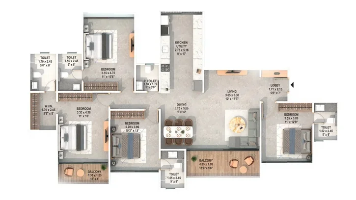 4 BHK Floor Plan
